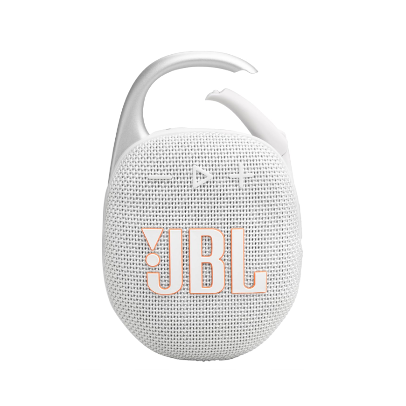 JBL Clip 5 - Ultra-Portable, Waterproof and Dustproof Bluetooth Speaker, Integrated Carabiner, Up to 12 Hours of Play, Made in Part with Recycled Materials (White)